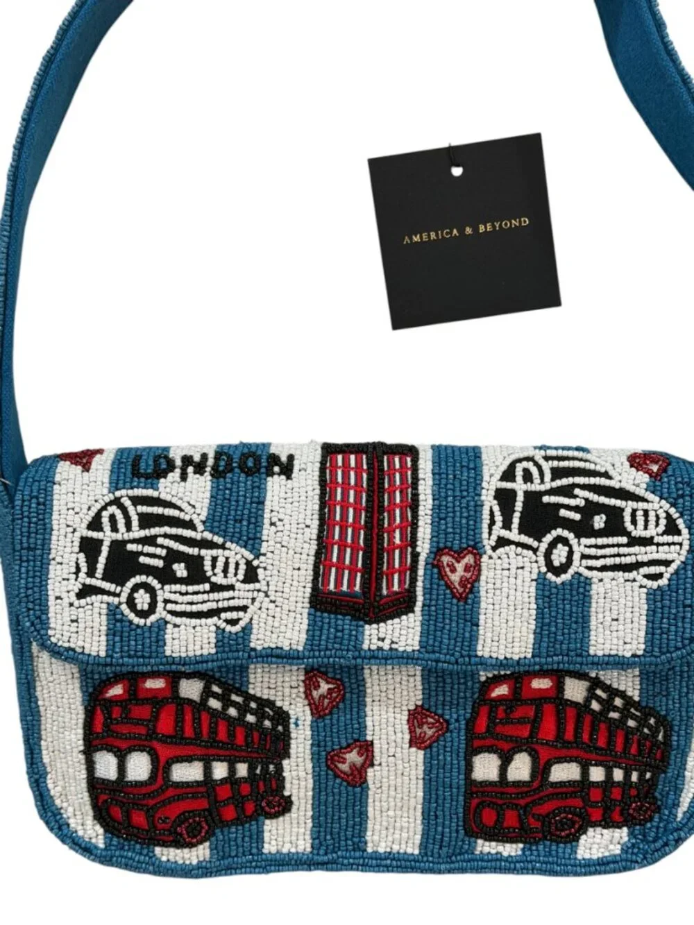 Viral Tik Tok London Taxi Bus Phone Booth Beaded Bag America & Beyond NWT